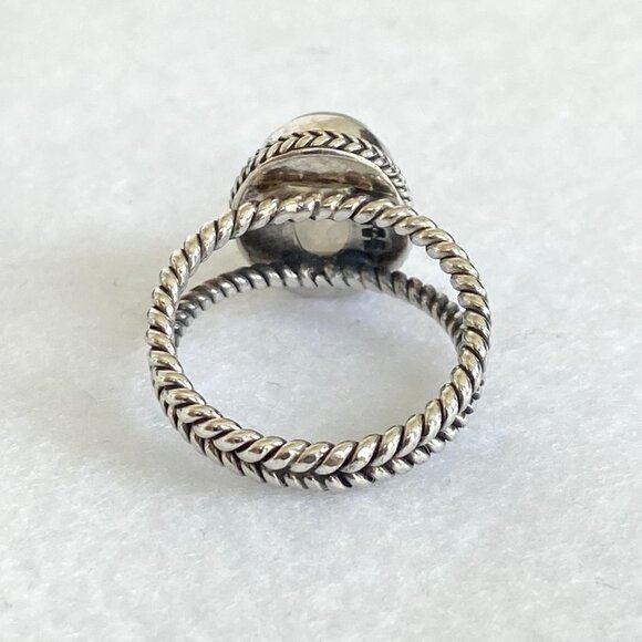 Sterling Silver 925 Oval Bezel Set Moonstone Twisted Split Shank Ring Sz 4.5 - Picture 8 of 16
